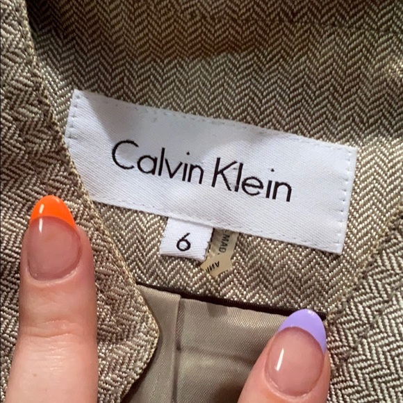 Calvin Klein Herringbone Belted Jacket - Picture 8 of 9